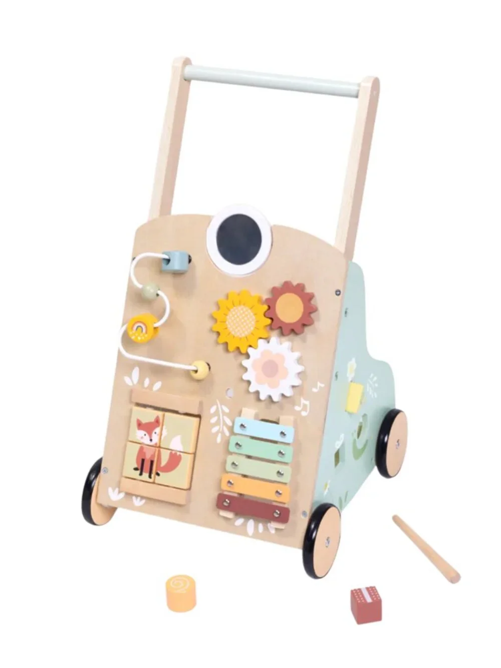 Wooden Baby Walker for Toddlers, Montessori 6-in-1 Activity Learning Toy - Picture 10 of 16